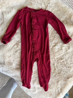 Magnetic Me 3-6M Burgundy Ruffle Onesie